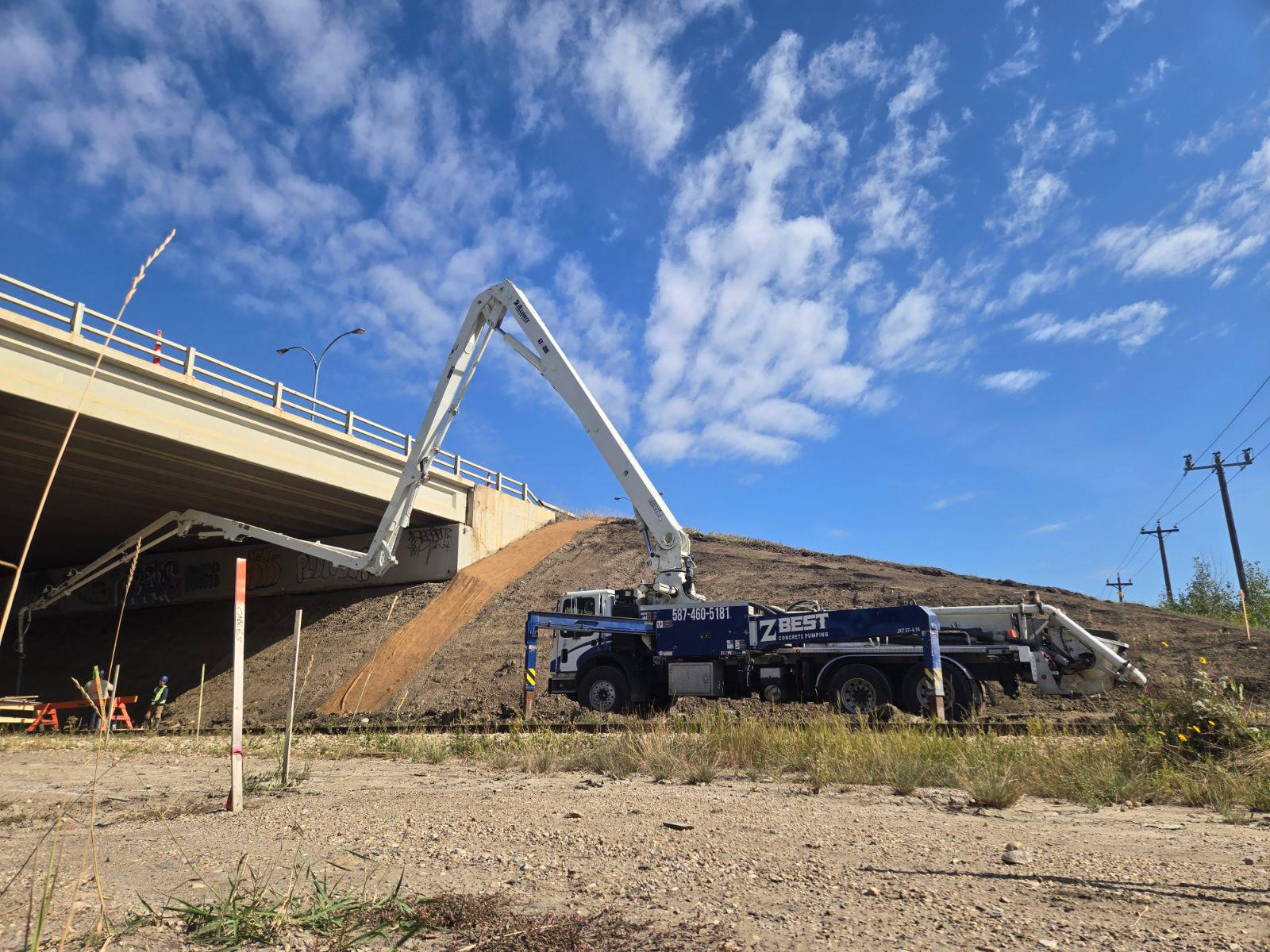 Boom pump concrete placement on a large project in Alberta
