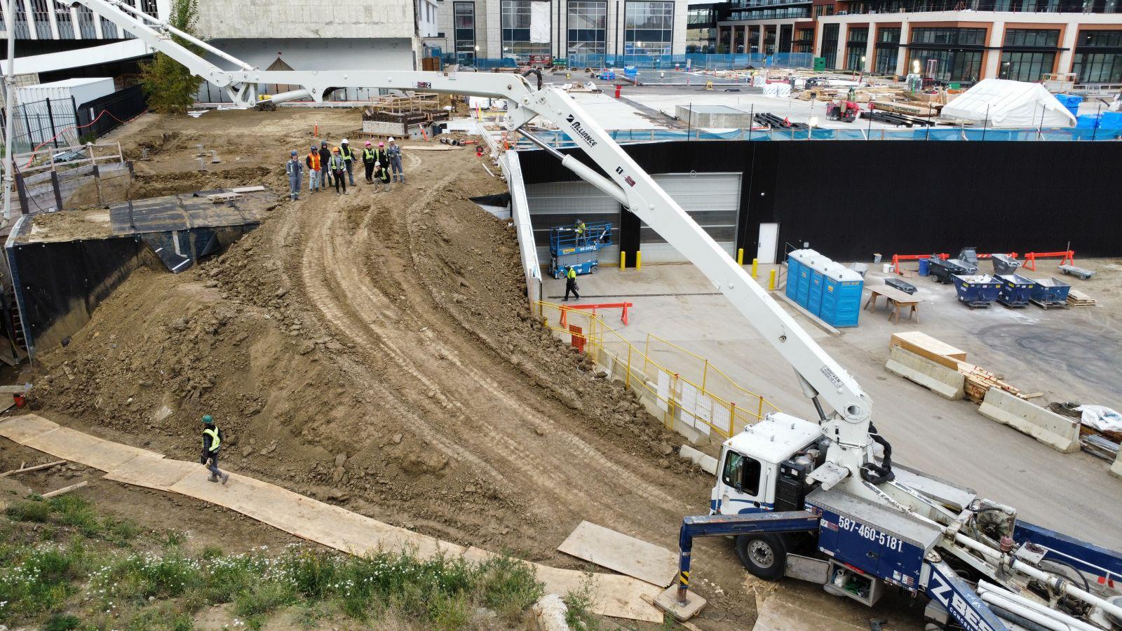 ZBest Concrete Pumping crew at work in Edmonton, Alberta